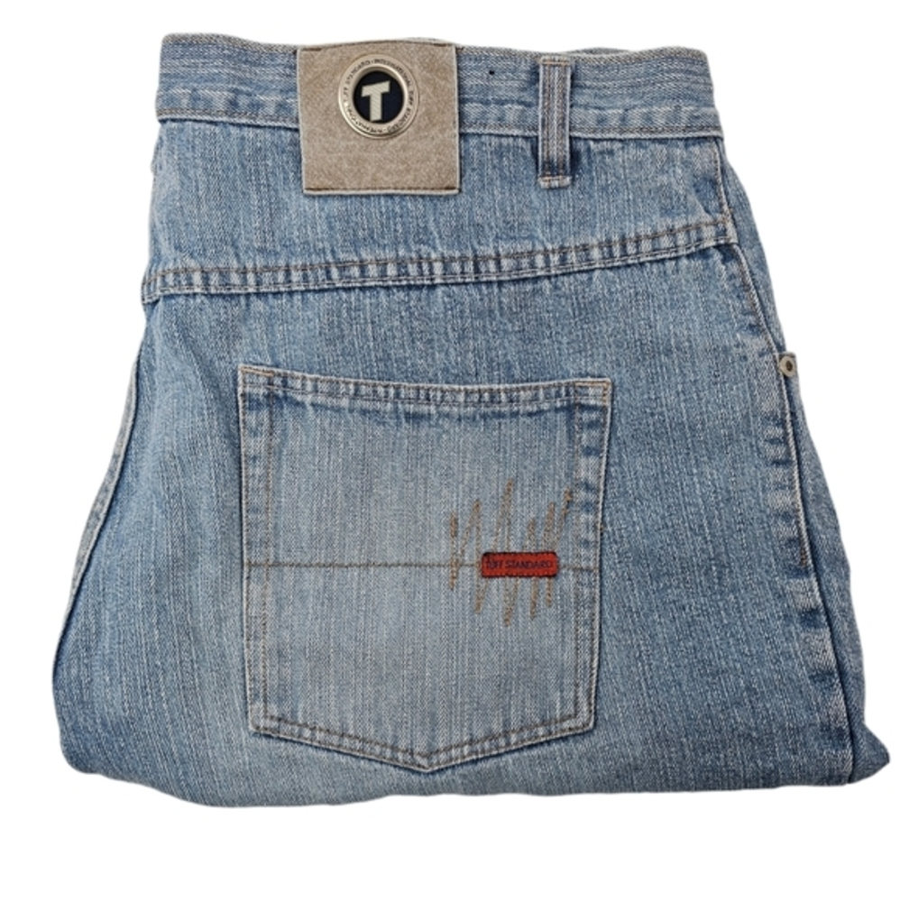 International Tuff Standard Jean Shorts Mens 42 X 11.5 Blue Hip Hop VTG Baggy‎